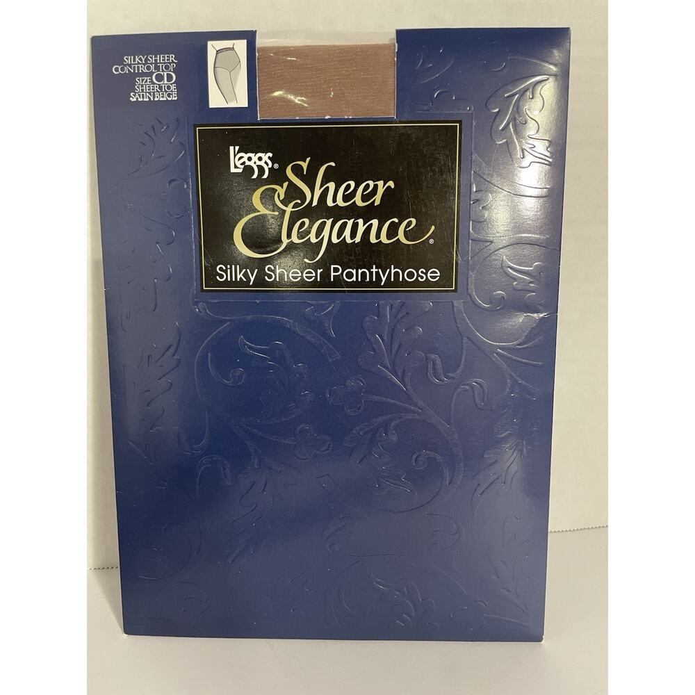 L'eggs Sheer Elegance Silky Sheer Control Top Pantyhose Size CD Satin Beige 1998